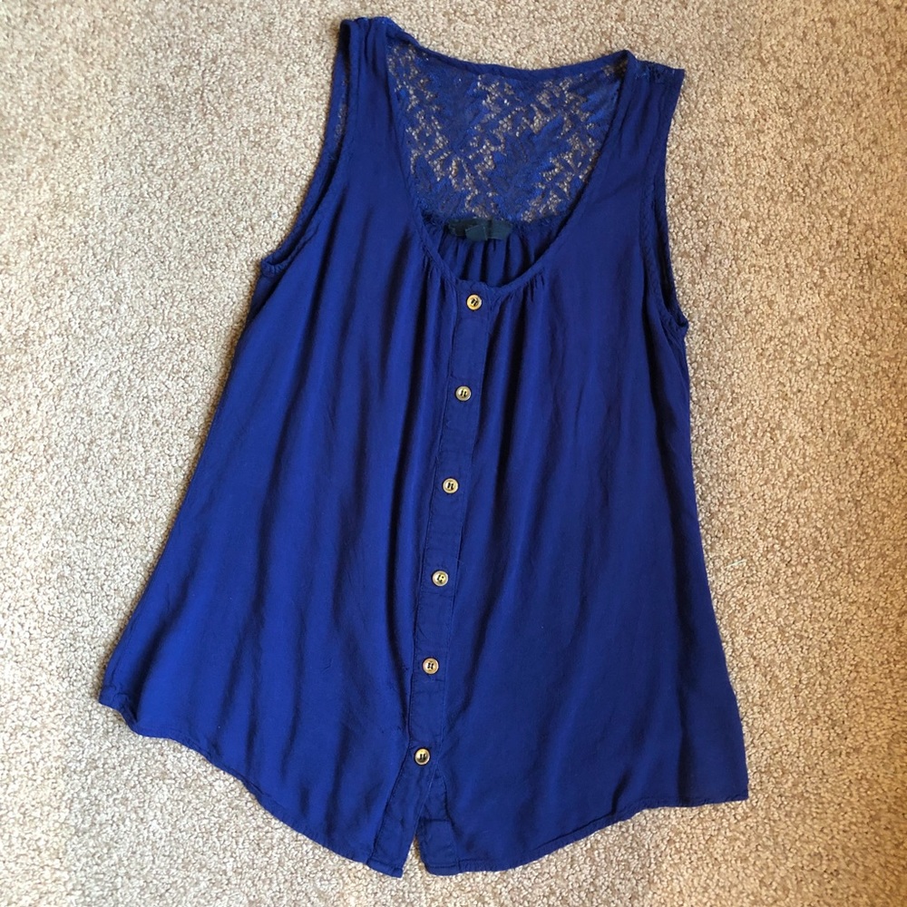 Navy Lace Top